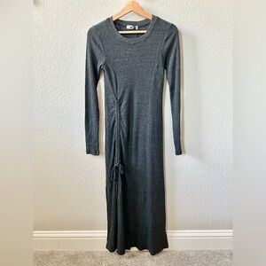 NEW Michael Stars Ilia Ruched Tie Midi Dress Size XS Thermal Charcoal